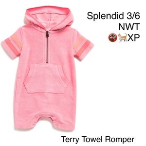 🌸NWT 3/6M Splendid terry towel romper zipper front🌸